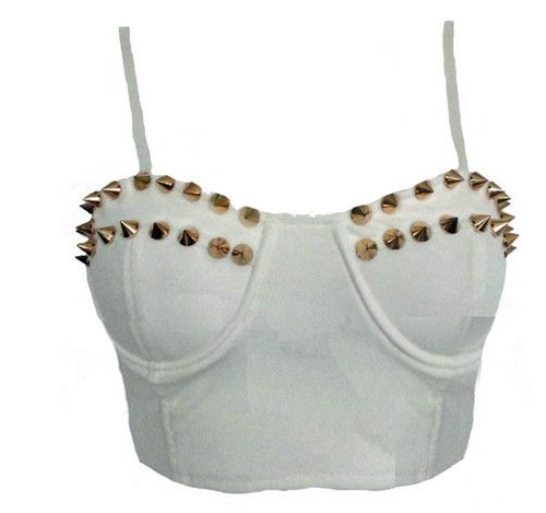 Top Cropped com Spikes Branco