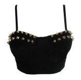 Top Cropped com Spikes Preto