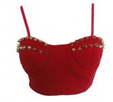 Top Cropped com Spikes Vermelho